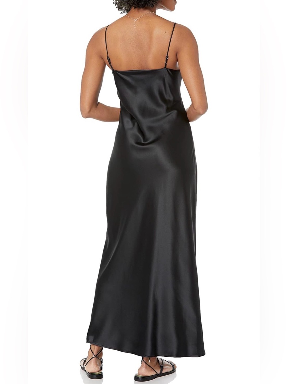 The Drop Shelby Tie-Up Cutout Slip Dress Women's XS 0 2 Black Satin NWT - Picture 2 of 8